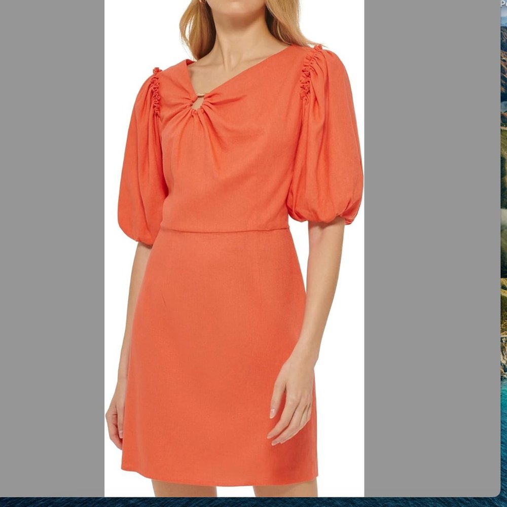 NWT DKNY Dress, Persimmon Linen/Rayon Blend, size S